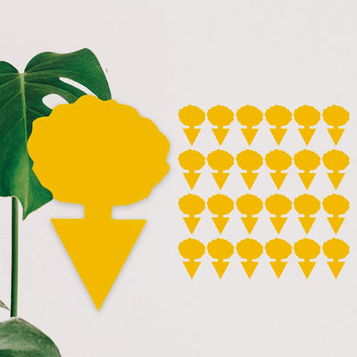 Gele bloemvormige vliegstickers set van 24 stuks voor in bloempotten